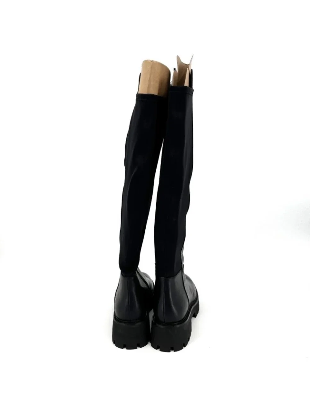 Michael Kors Ridley Over The Knee Boots Sz 11 Black Leather Lug Sole Round Toe